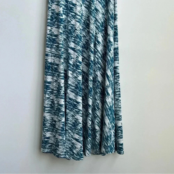 New Soft Surroundings Joanna Faux Wrap Jersey Maxi Dress Teal Cream Abstract - Picture 11 of 15